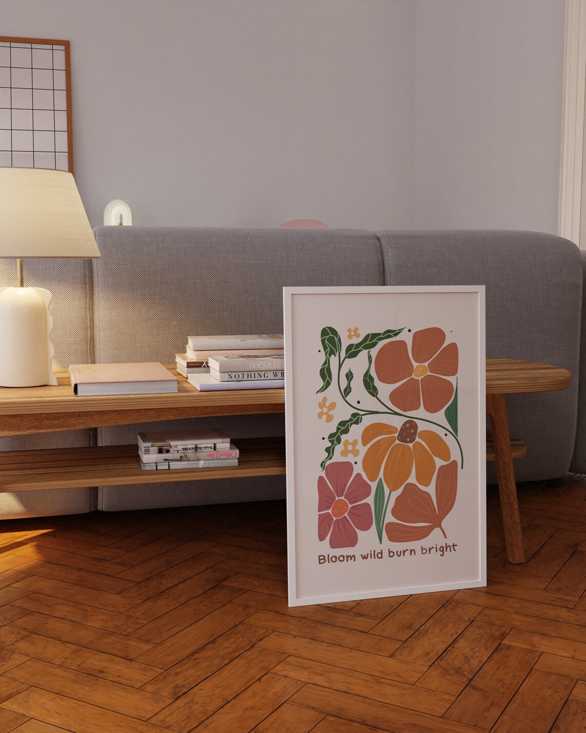 Bloom Wild Burn Bright Terracotta Floral Botanical Art Poster - Image 4