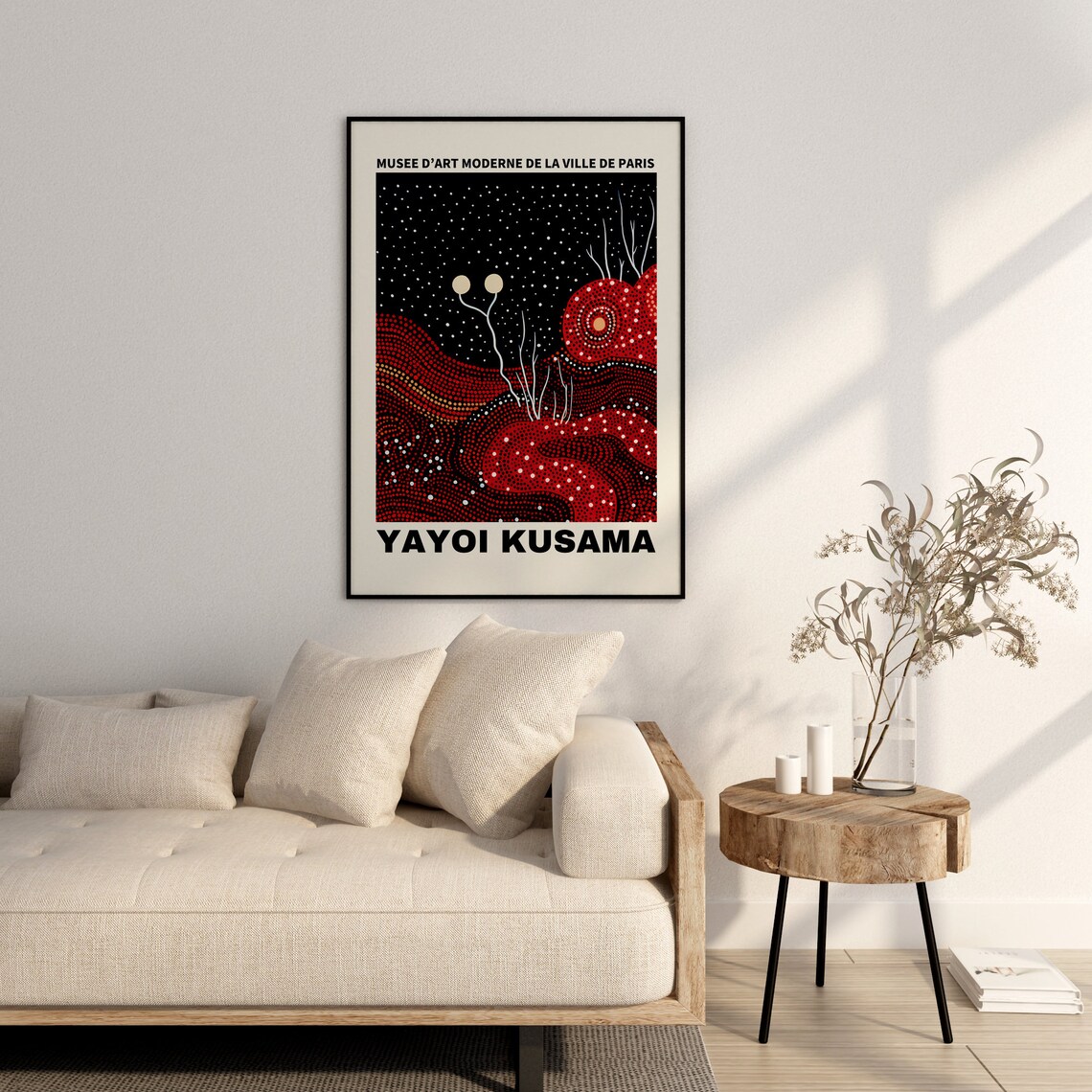 Yayoi Kusama Starry Night Red Dotted Hills Paris Museum Poster - Image 2