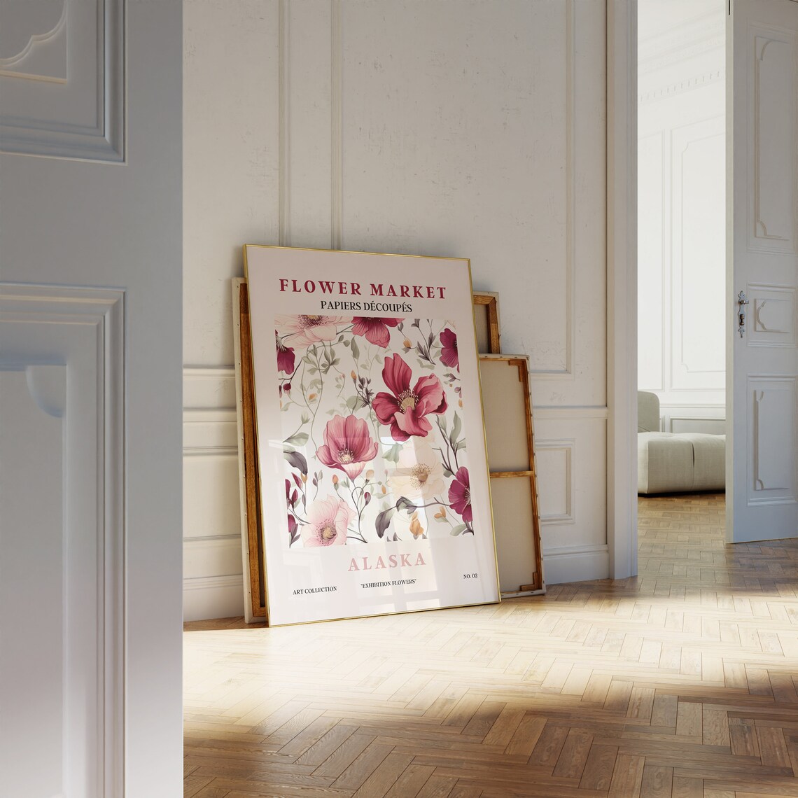 Flower Market Alaska Crimson Poppy Wildflower Painterly Art Poster - Image 2