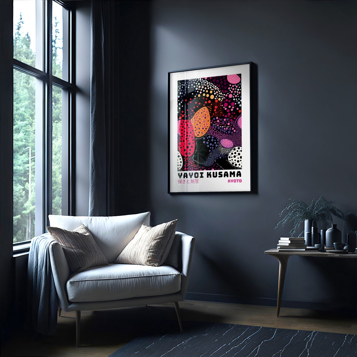 Yayoi Kusama Kyoto Dotted Pumpkin Night Abstract Gallery Poster - Image 3