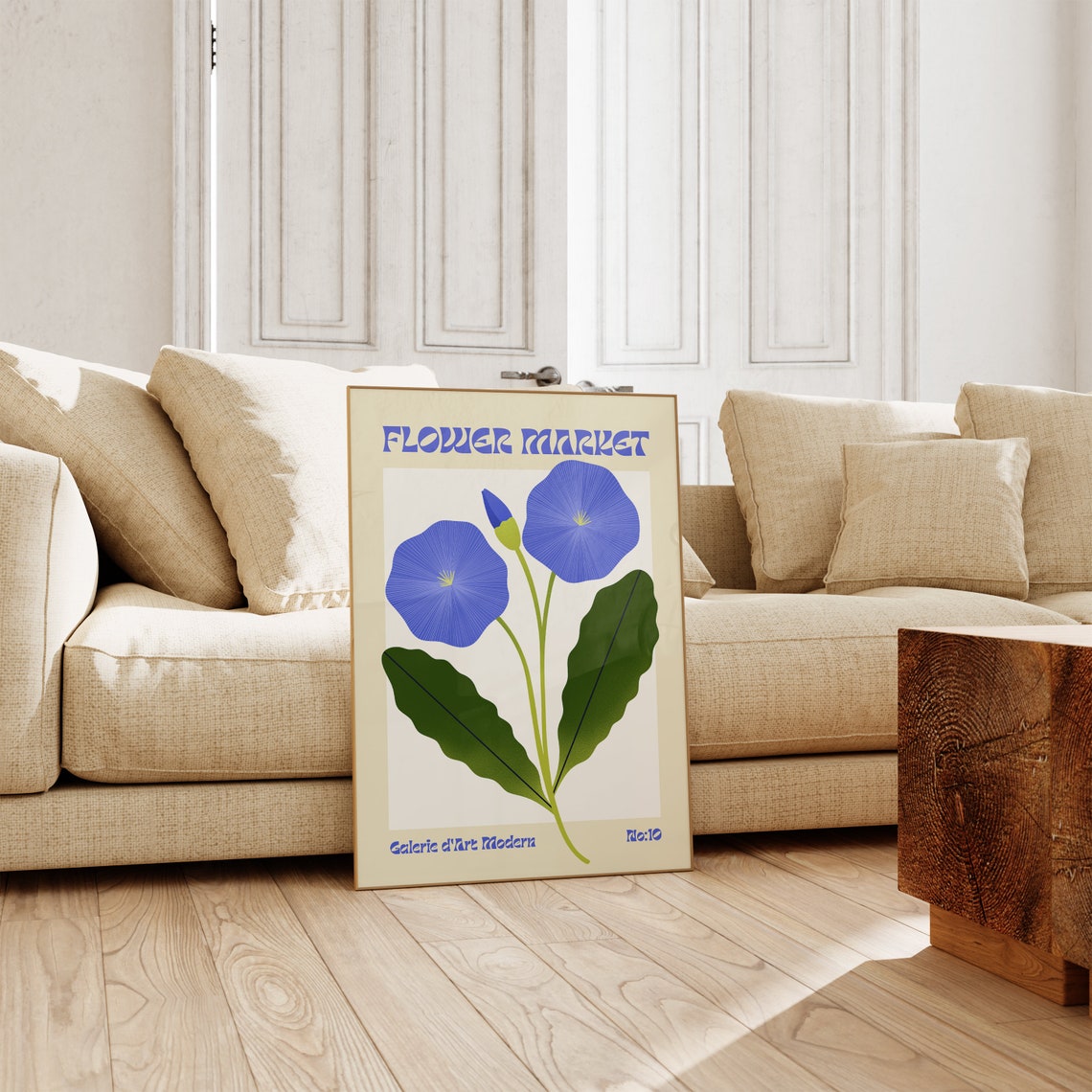 Flower Market No 10 Blue Morning Glory Bloom Floral Art Poster - Image 3