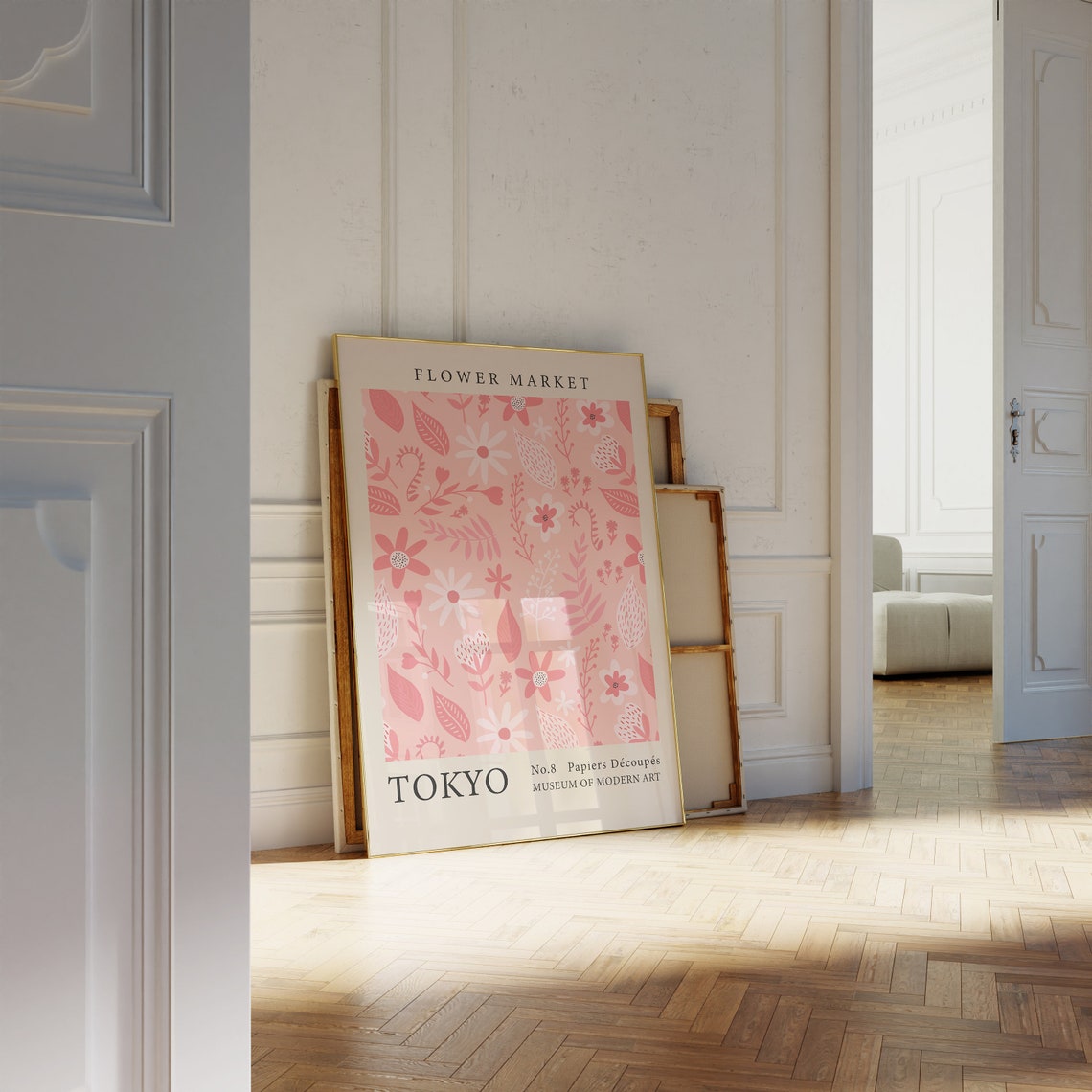 Flower Market Tokyo Blush Pink Floral Pattern Museum Art Poster - Image 2