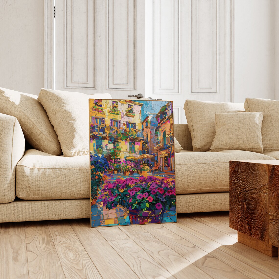 Flower Stall Alley Mosaic Style Colorful Painting Art Poster - Image 2