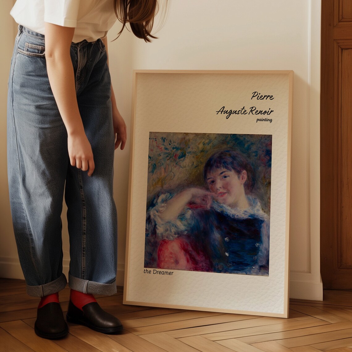 Renoir The Dreamer Woman Portrait Blue Dress Impressionist Poster - Image 4