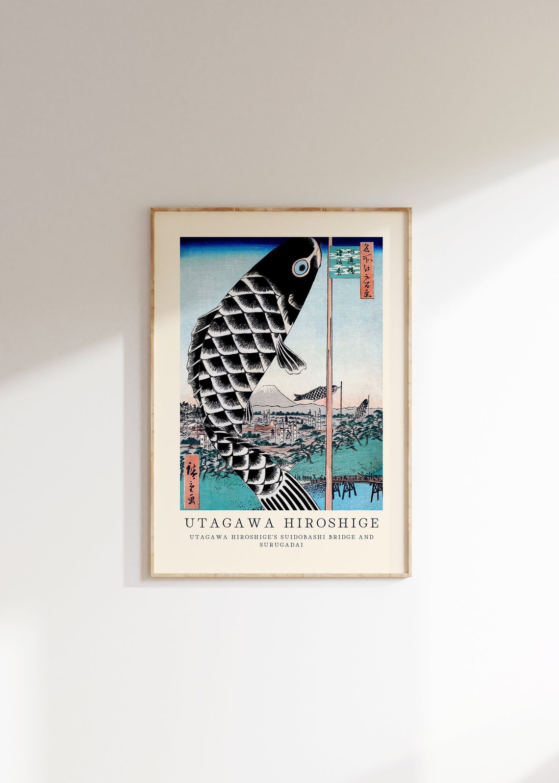 Utagawa Hiroshige Suidobashi Bridge Surugadai Koinobori Carp Poster