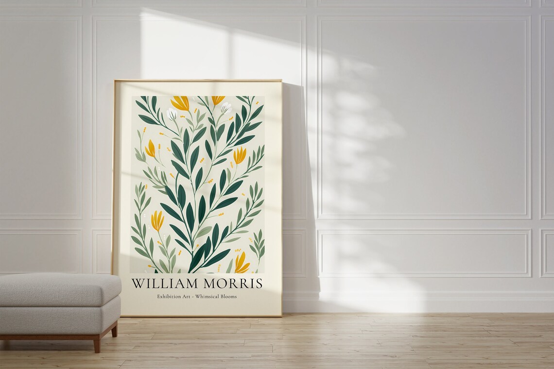 William Morris Flower Market Poster, Mid-Century Decor