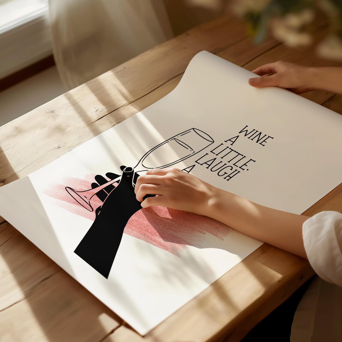 Wine A Little Laugh A Lot Minimalist Art Print - Image 4