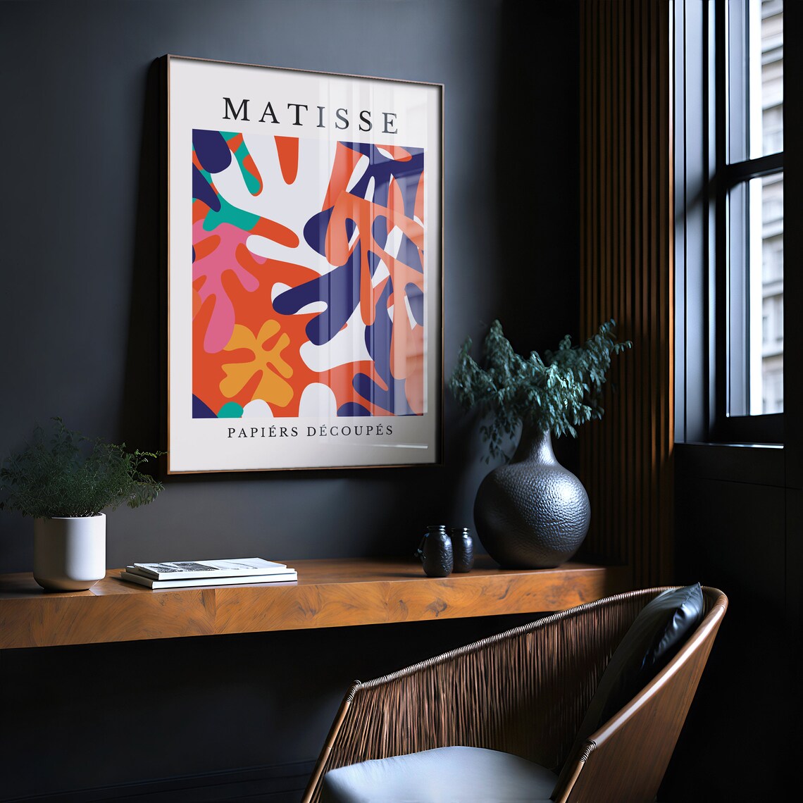Matisse Papiers Decoupes Orange Navy Teal Organic Shapes Poster - Image 2