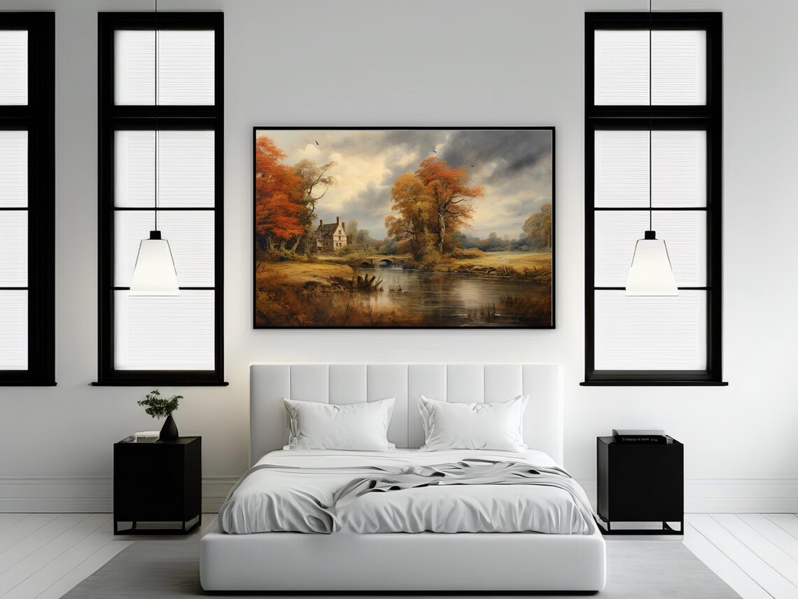 Vintage Fall Landscape Painting, English Countryside - Image 2