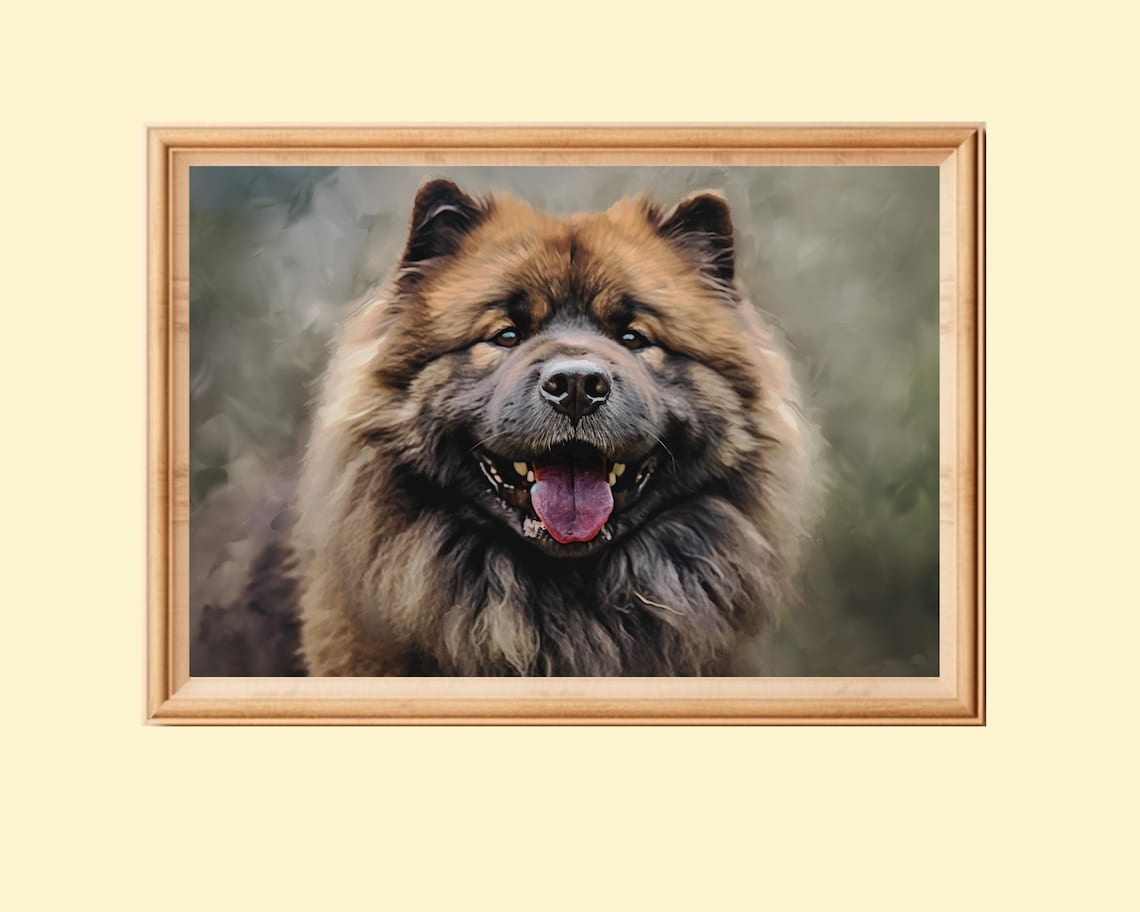 Chow Chow Dog Painting, Vintage Farmhouse Style