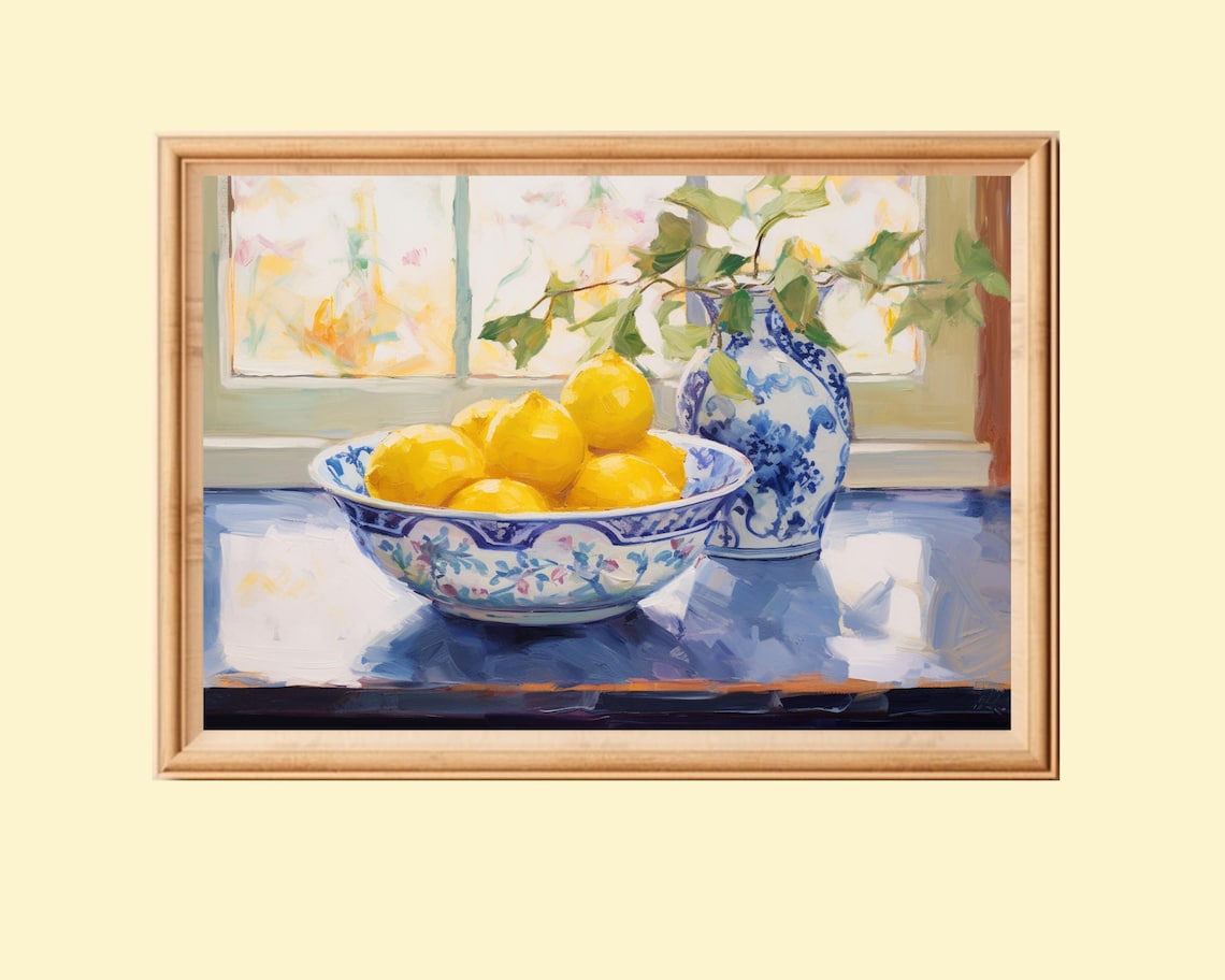Lemon Still Life Art Print, Kitchen Wall Decor