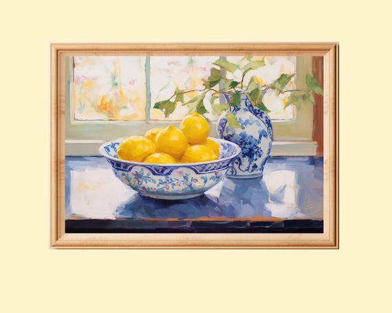 Lemon Still Life Art Print, Kitchen Wall Decor