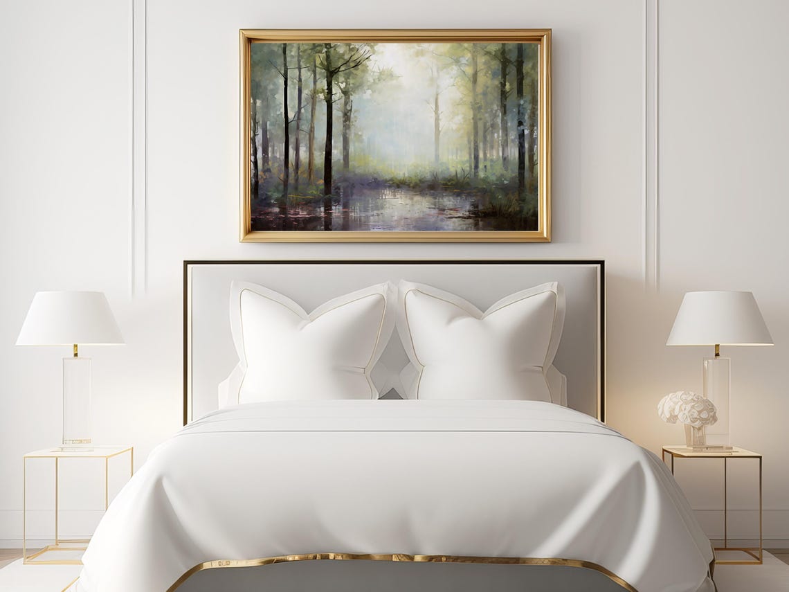 Rainy Forest Landscape Painting Art Instant Nature Scenery Wall Decor Impressionist Wall Art Print Rustic Home Decor - Image 2