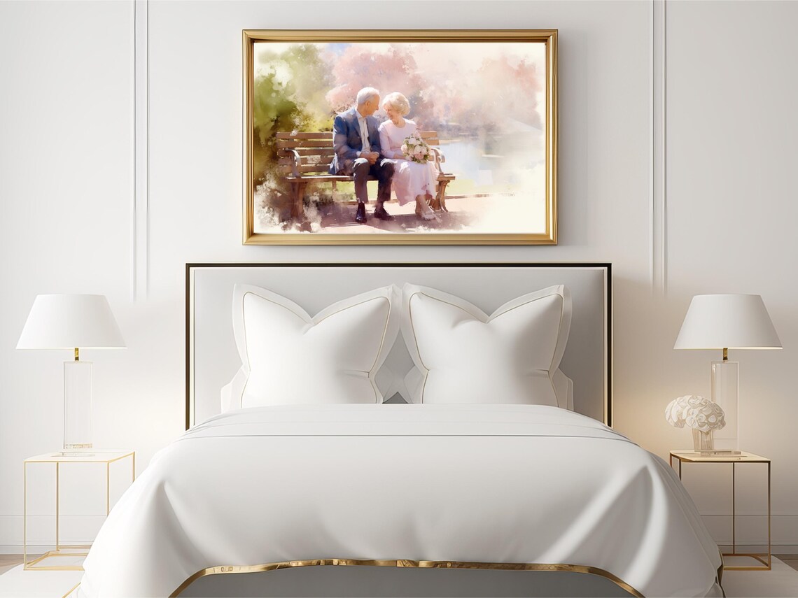 Elderly Couple In Love, Romantic Artwork - Image 2