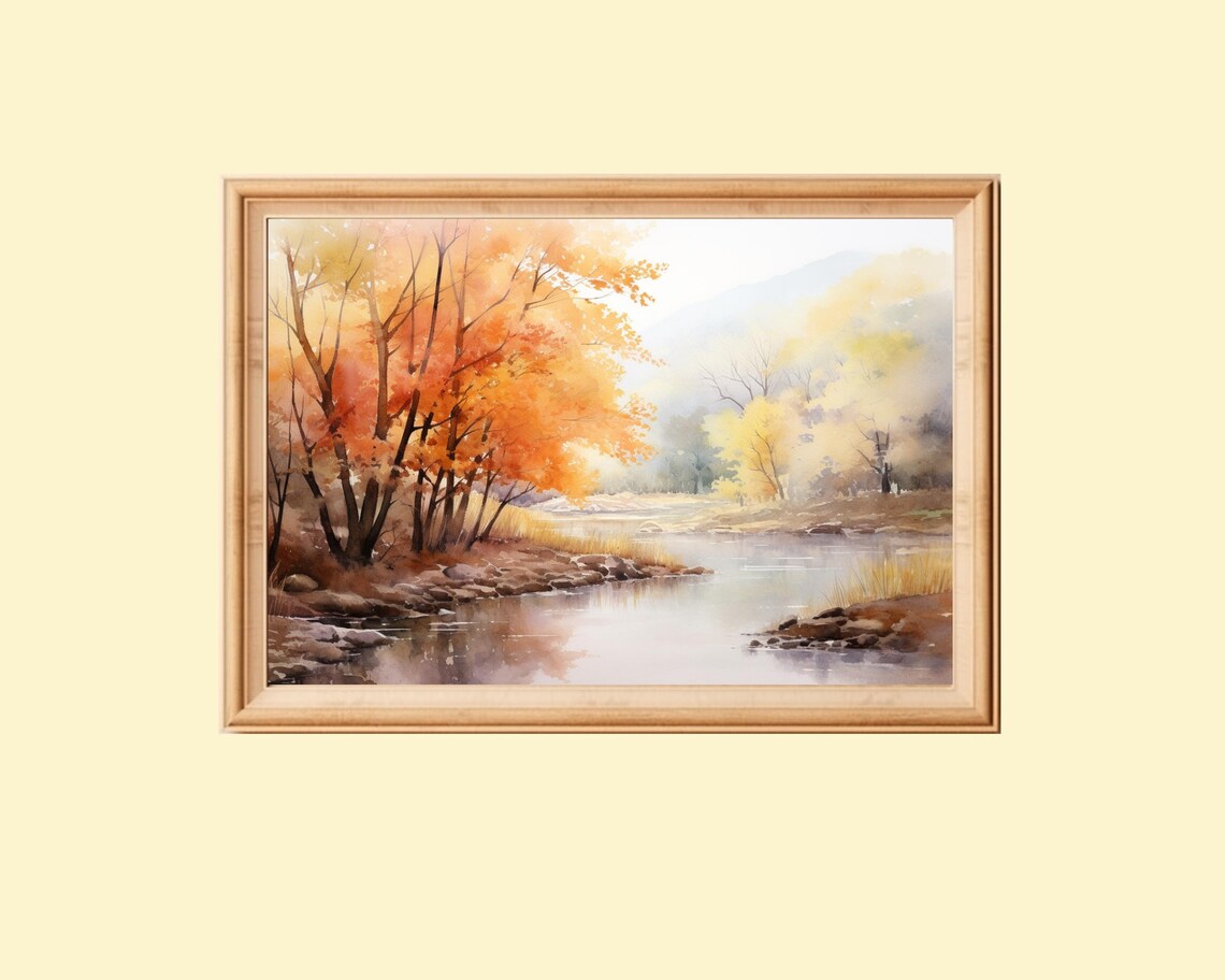 Autumn Landscape Painting, Rustic Fall Decor