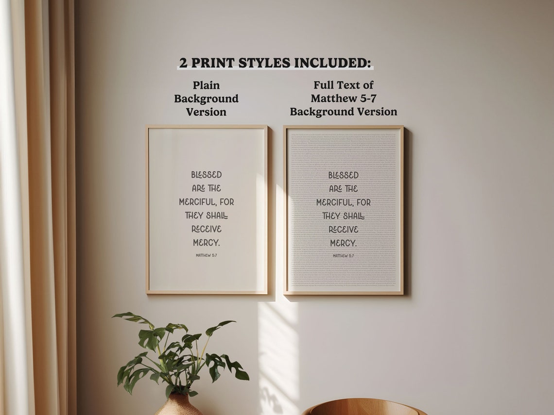 Matthew 5 7 Blessed Are The Merciful Beatitudes Layered Text Poster - Image 6