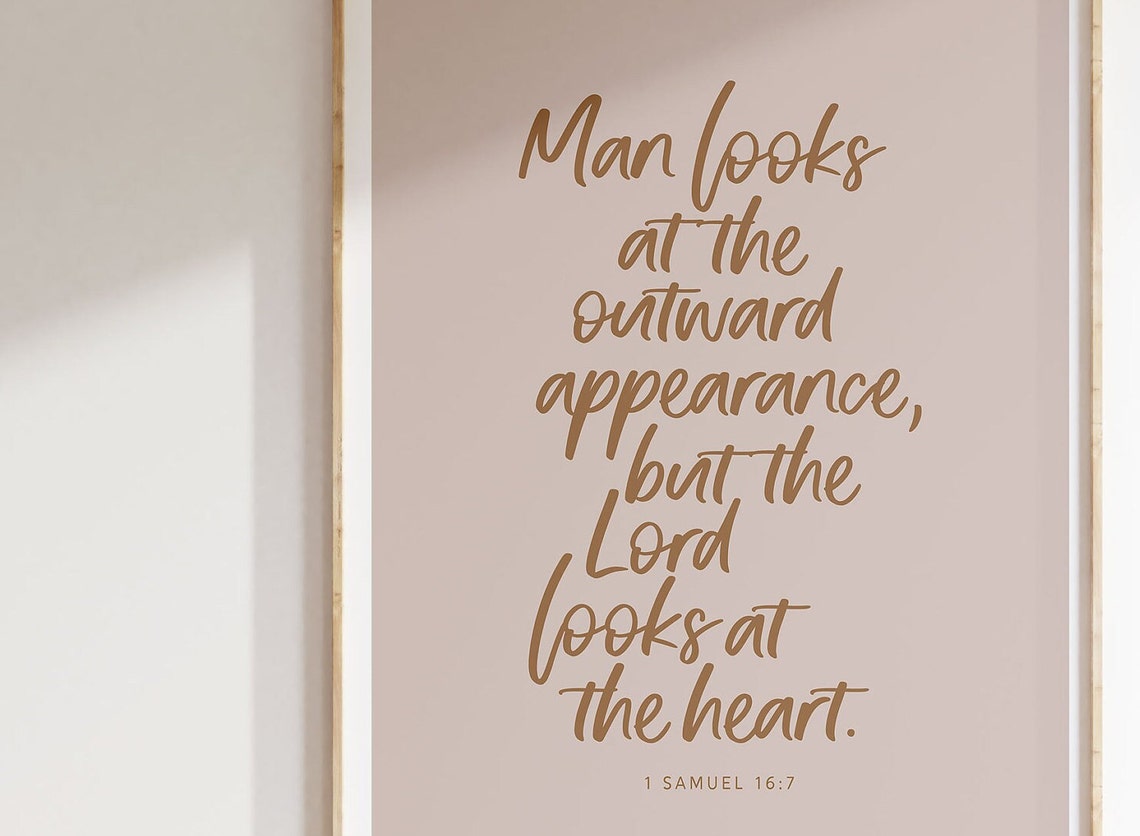 1 Samuel 167 The Lord Looks At The Heart Wall Art Christian Bible Verse Modern Scripture Handwritten Print Gift Idea - Image 2
