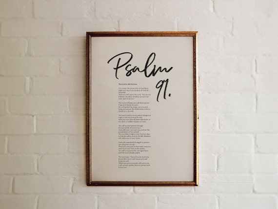 Psalm 91 Handwritten Scripture Art, Modern Typography