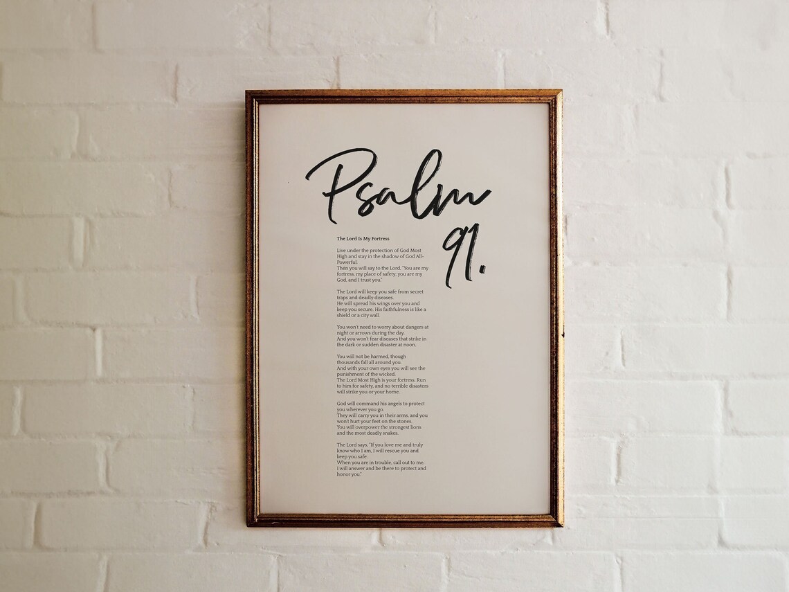 Psalm 91 Handwritten Scripture Art, Modern Typography