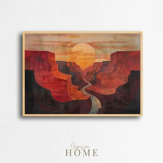 Desert Canyon Sunset Art Print Earthy Boho Landscape