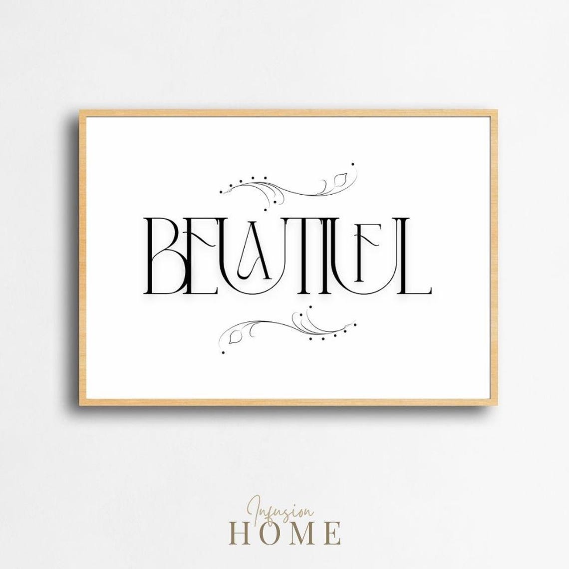 Beautiful Ornamental Black Serif Typography Elegant Wall Decor Poster