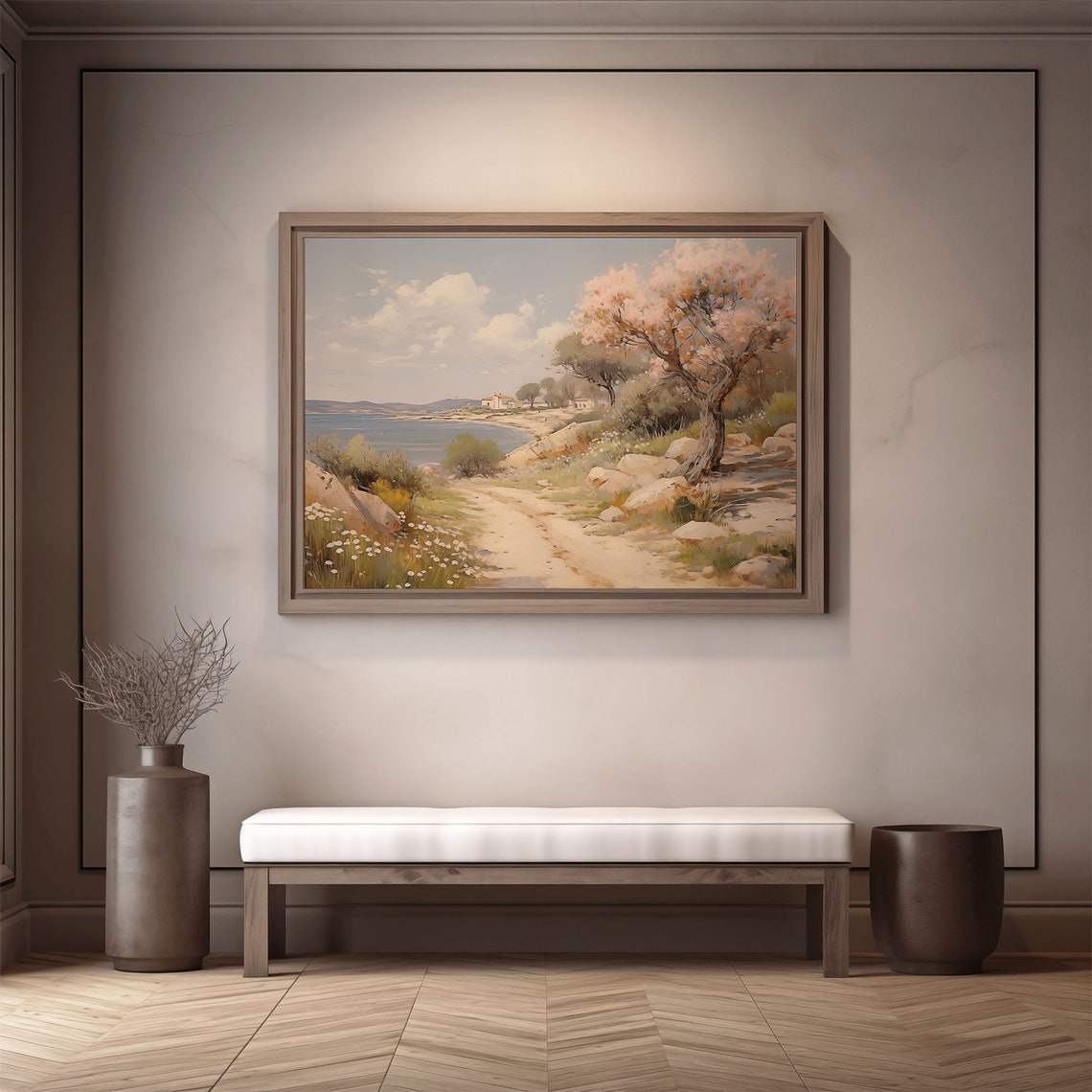 Springtime Blossom Trees Coastal Trail Turquoise Bay View Poster - Image 2