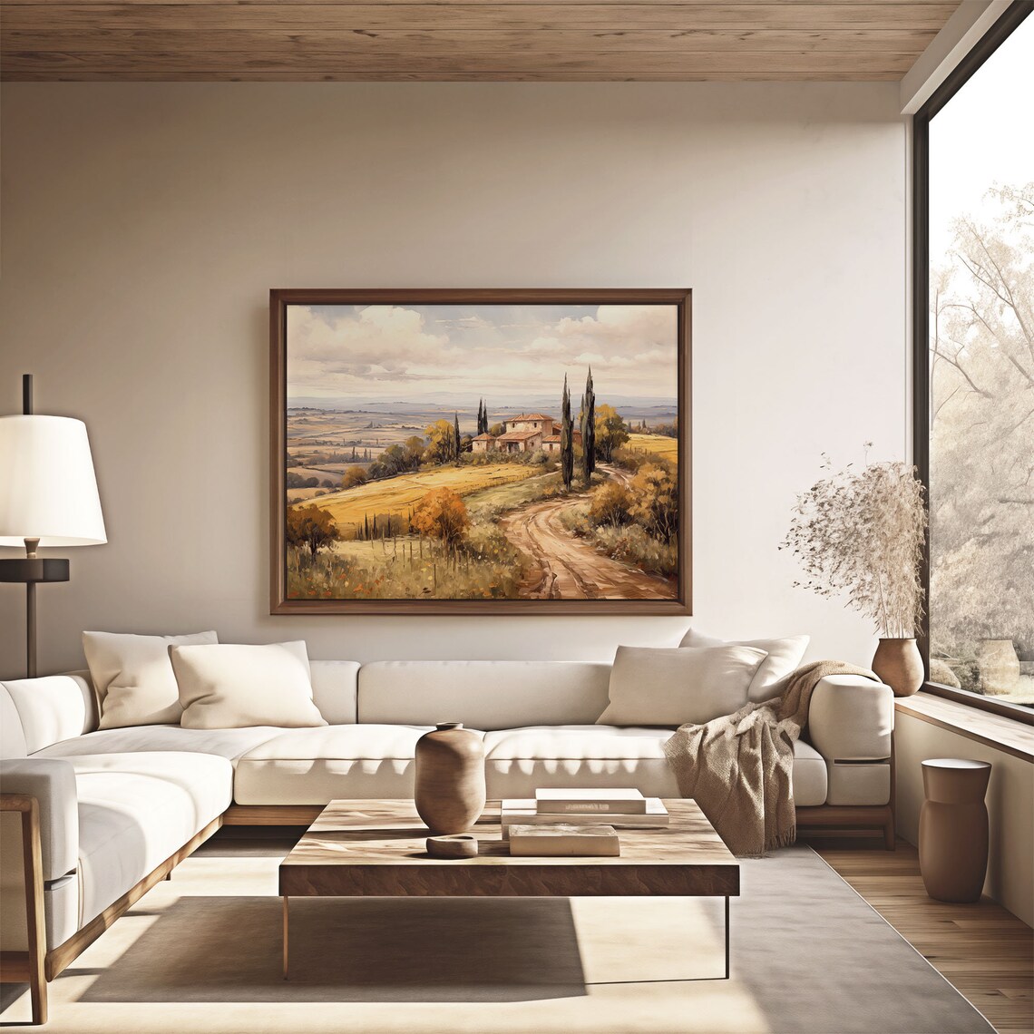 Tuscan Country Villa Cypress Winding Road Golden Fields Oil Painting Poster - Image 4