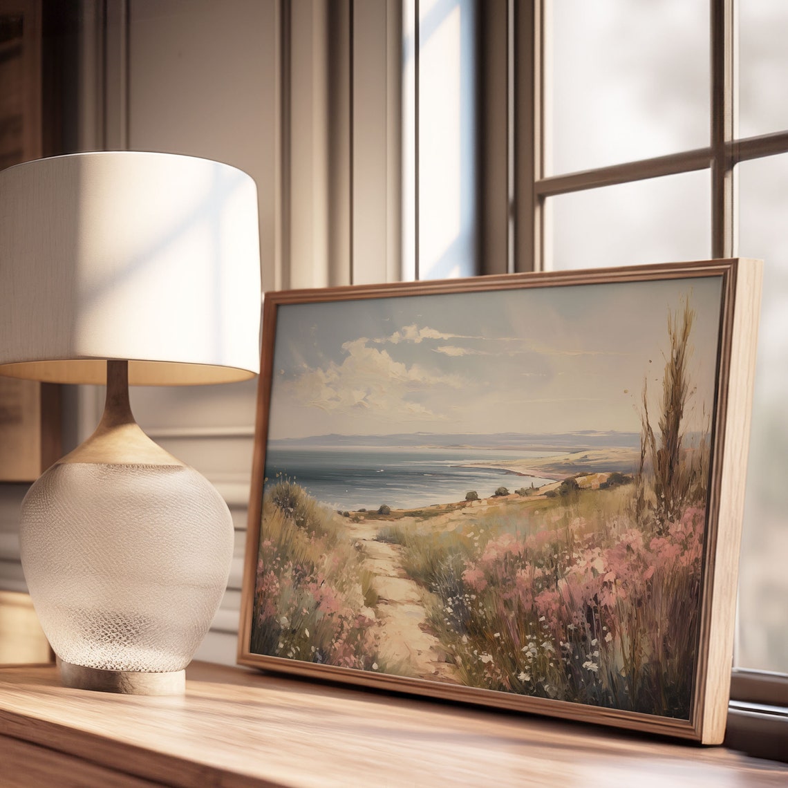 Coastal Wildflower Path to the Sea Vintage Oil Landscape Poster - Image 3