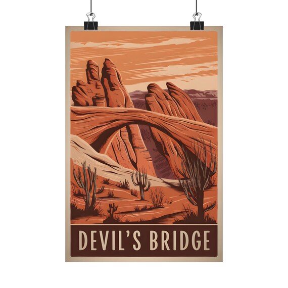 Devils Bridge Sedona Arizona Red Rock Arch Desert Travel Poster
