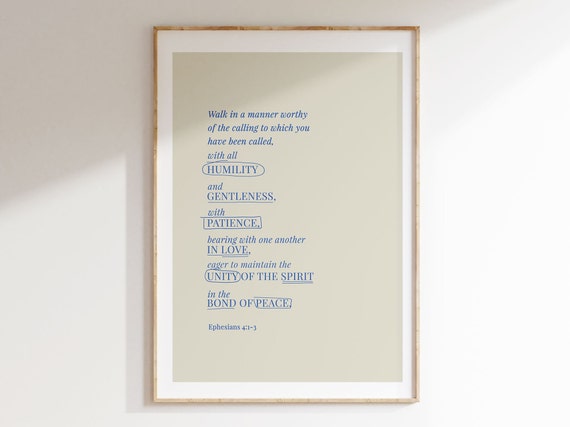 Ephesians 4 Bible Verse Artwork Pauls Prayer For Spiritual Strength Christian Poster Instant Print At Home Unique Art