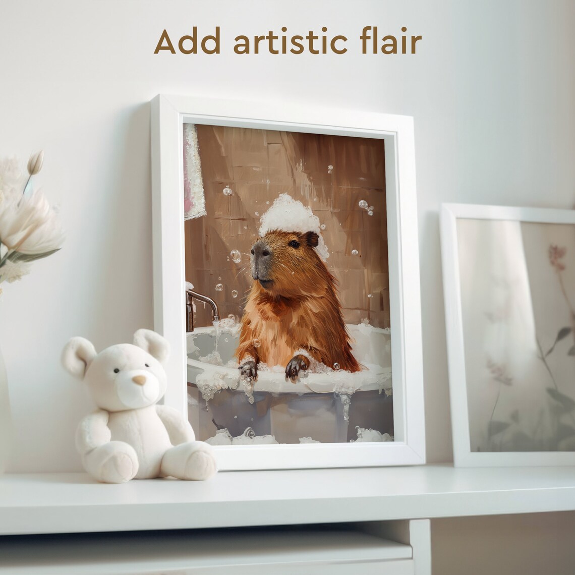 Capybara Bubble Bath Bathroom Wall Art, Cute Print - Image 2
