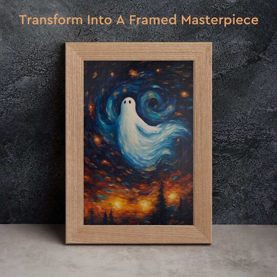 Starry Night Haunting Ghost Vintage Horror Art Print - Image 2