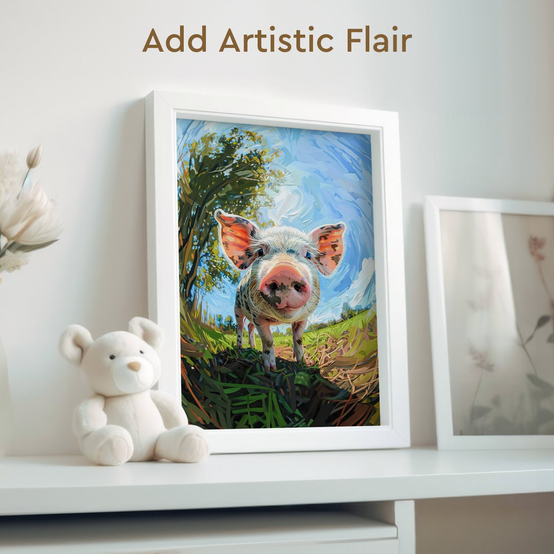 Curious Miniature Pig Nature Poster Piggy Lover Gift Farm Animal Portrait Baby Pig Print Cute Piglet Kids Room Decor Country Farm Life - Image 2