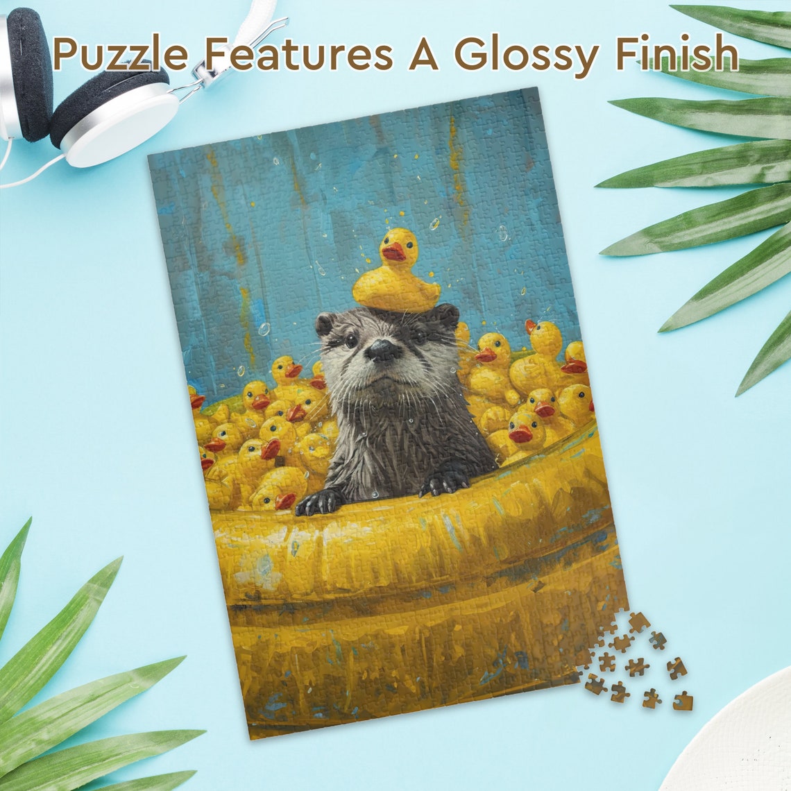 Happy Otter Relaxing in a Tub Full of Yellow Rubber Ducks Poster - Image 3
