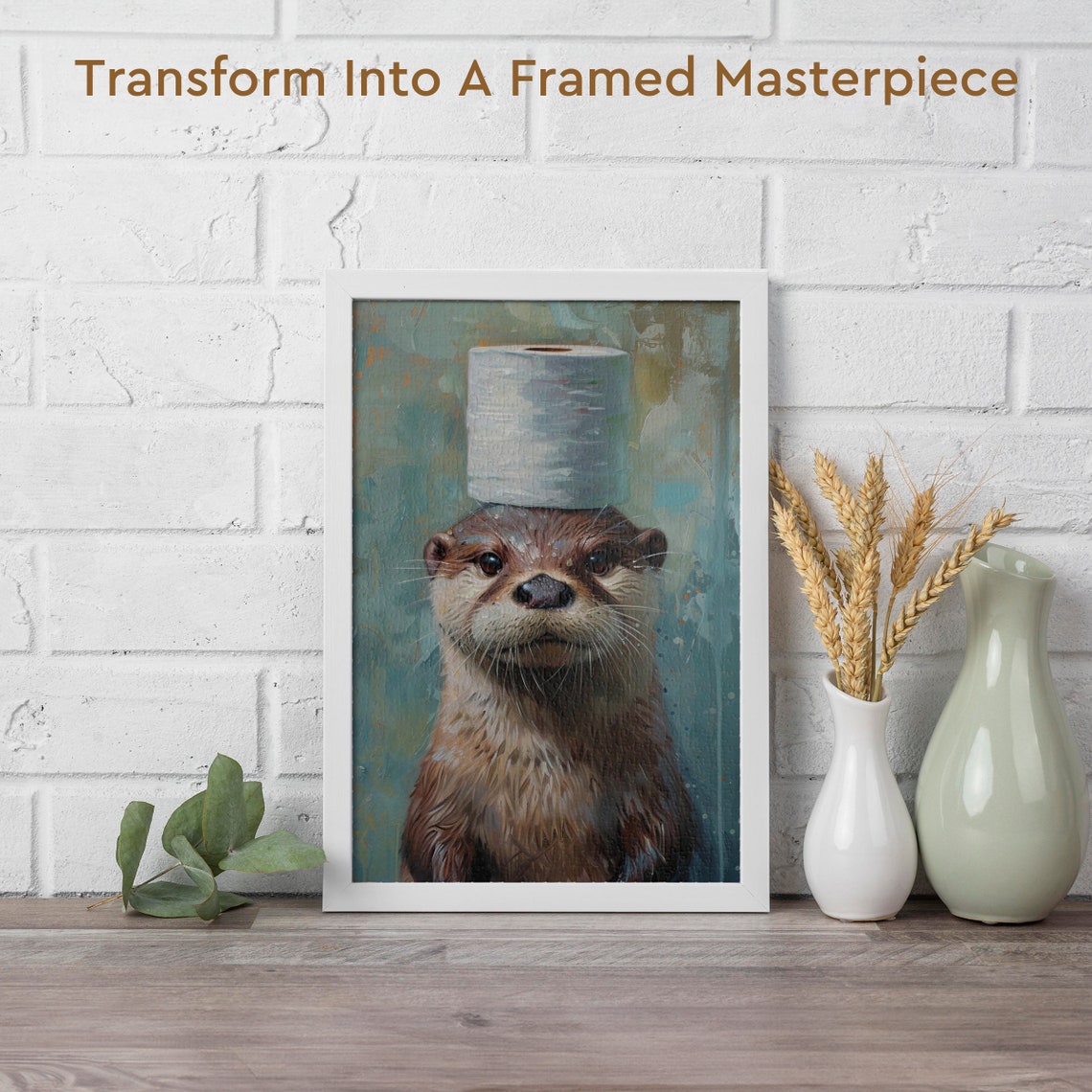 Funny Otter Balancing a Toilet Paper Roll on Its Head Poster - Image 2