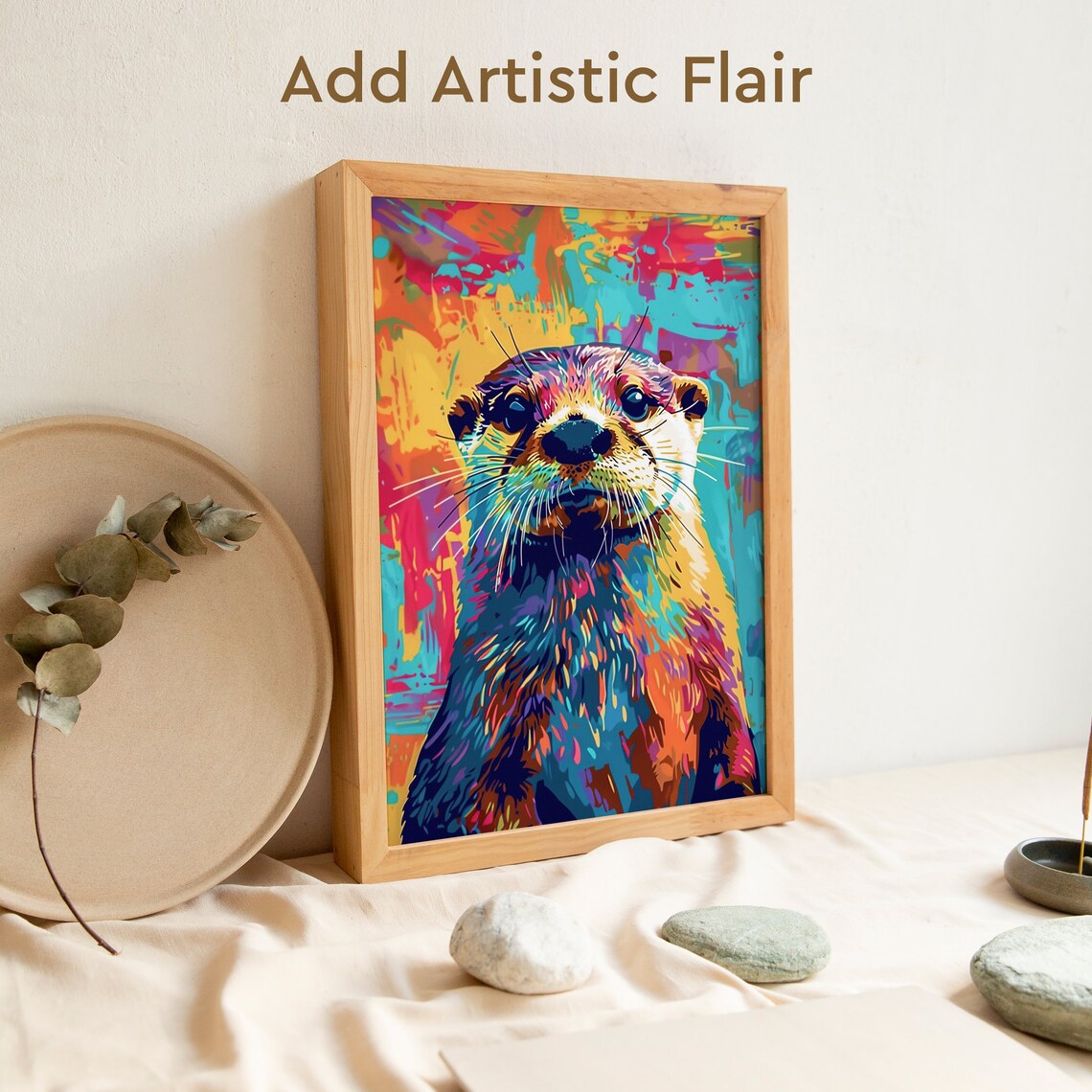 Pop Art Otter Portrait, Abstract Wildlife Art Print - Image 2
