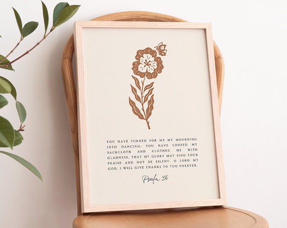 Psalm 30 Give Thanks Print Christian Fall Decor Thanksgiving Bible Verse Print Thanksgiving Dinner Diy