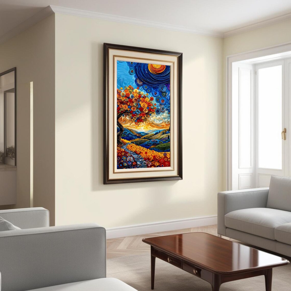 Whimsical Bloomscape, Van Gogh Style Floral Landscape - Image 3