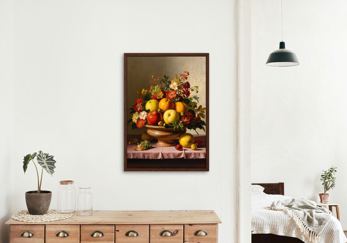 Elegant Still Life, Vintage Fruit Floral Art Print - Image 3