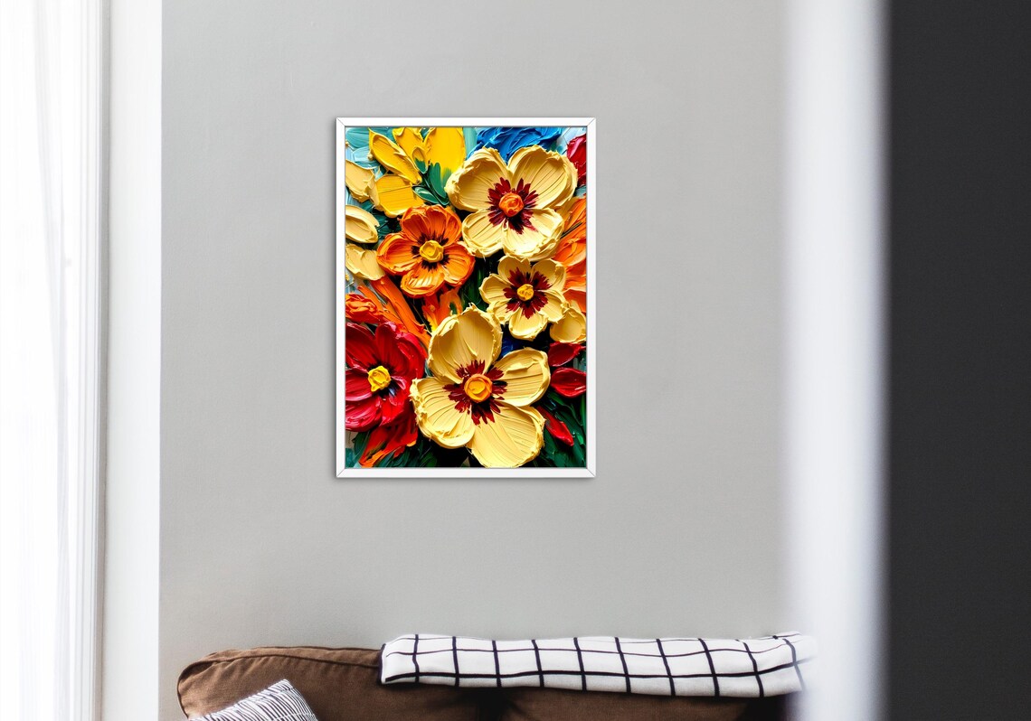 Impasto Floral Painting, Bold Botanical Art Print - Image 5
