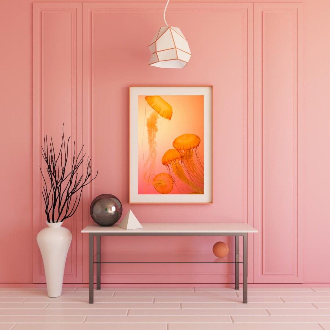 Golden Jellyfish Art Print, Coastal Decor - Image 3
