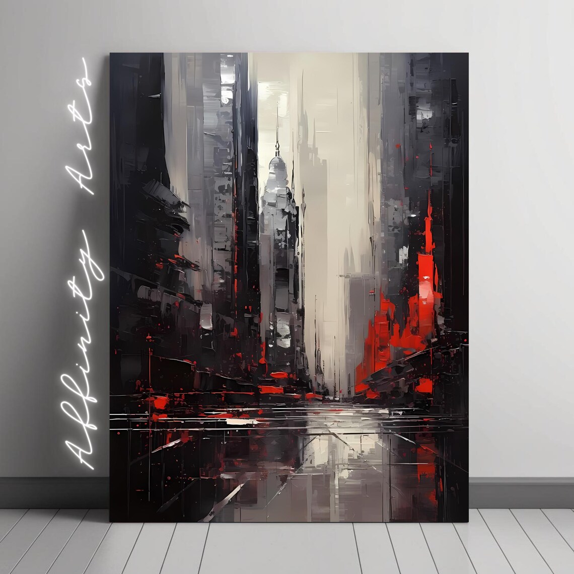 Modern Abstract Cityscape Art Print, Urban Skyline