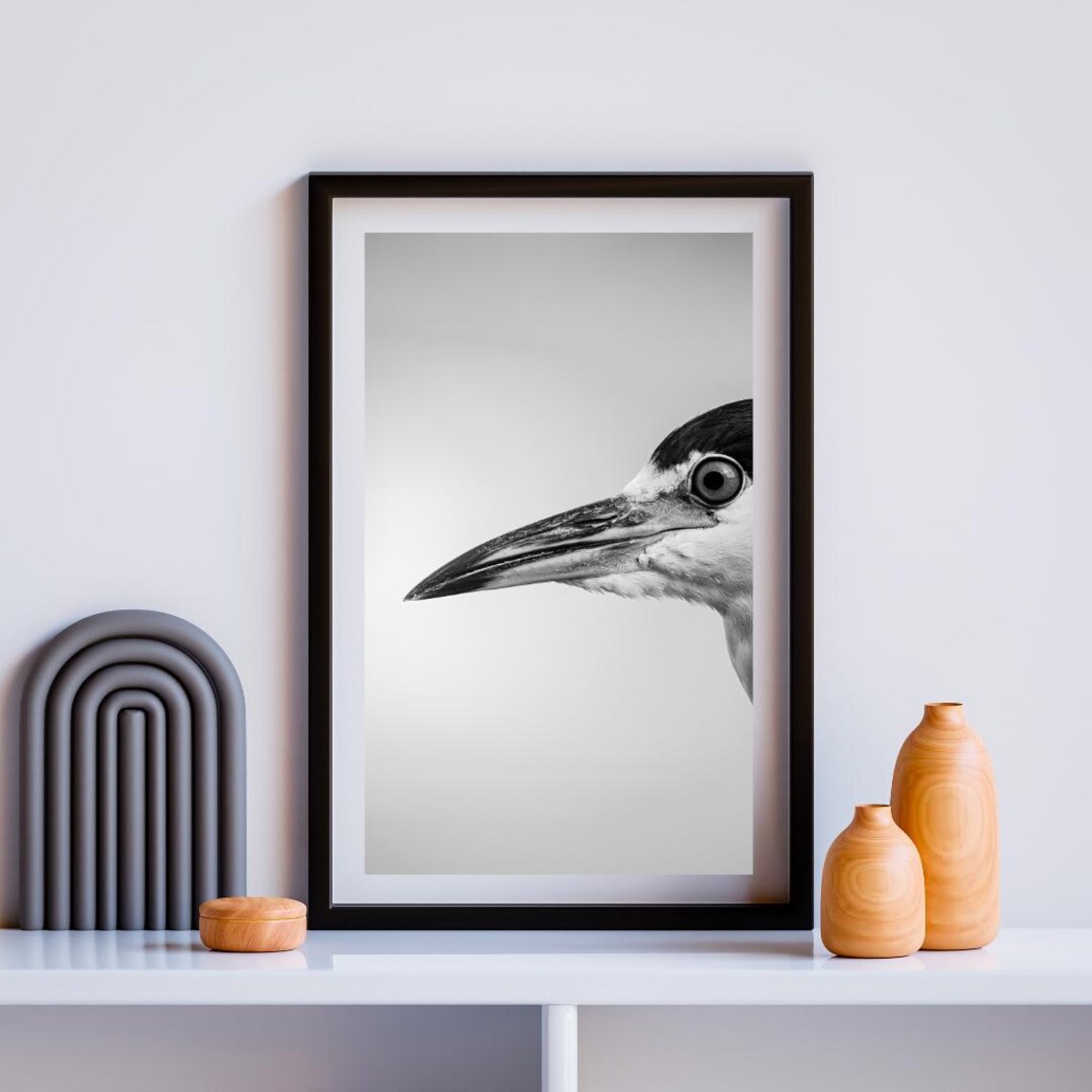 Graceful Heron Portrait, Minimalist Nature Photography - Image 3