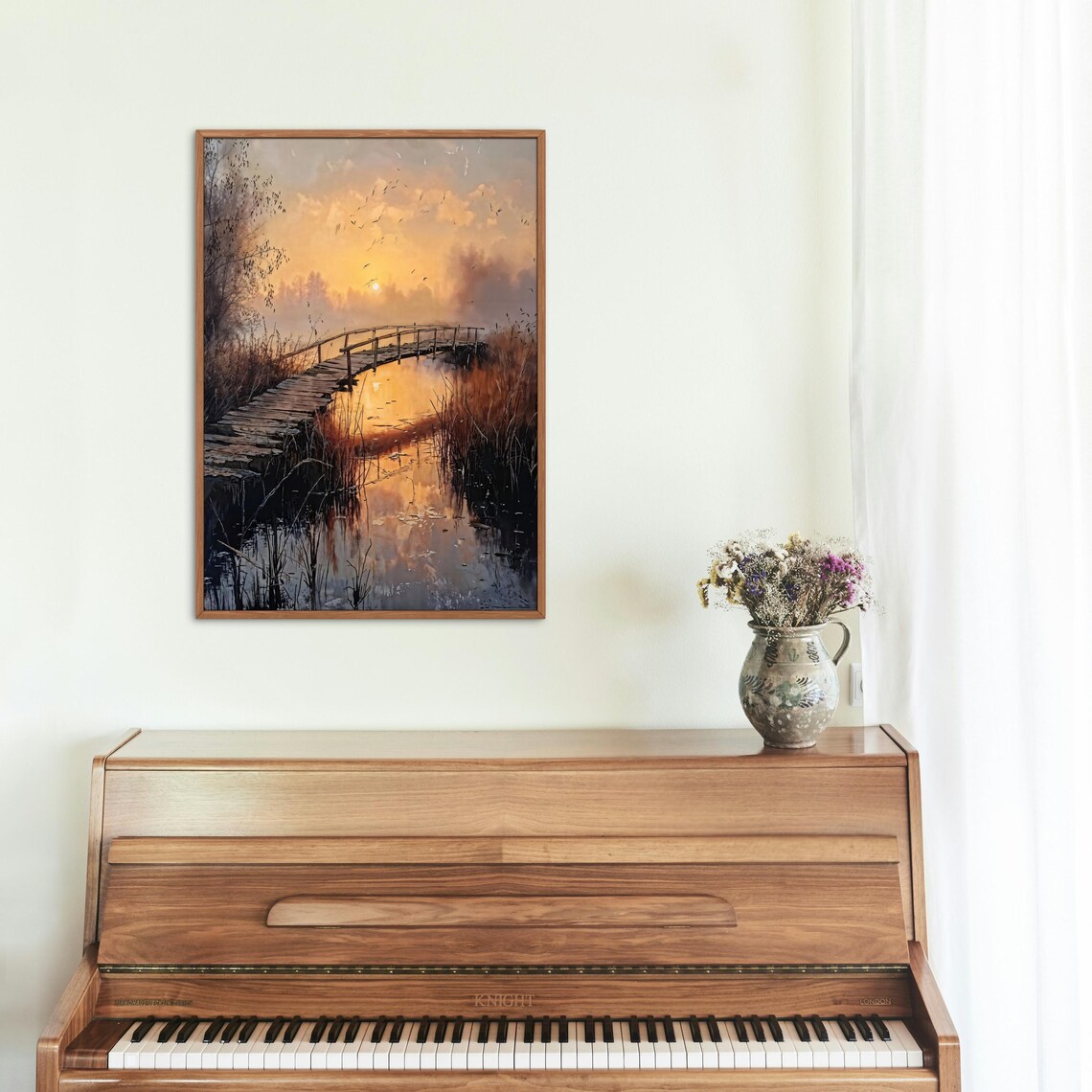Sunset Landscape, Wooden Bridge Over Water - Image 5