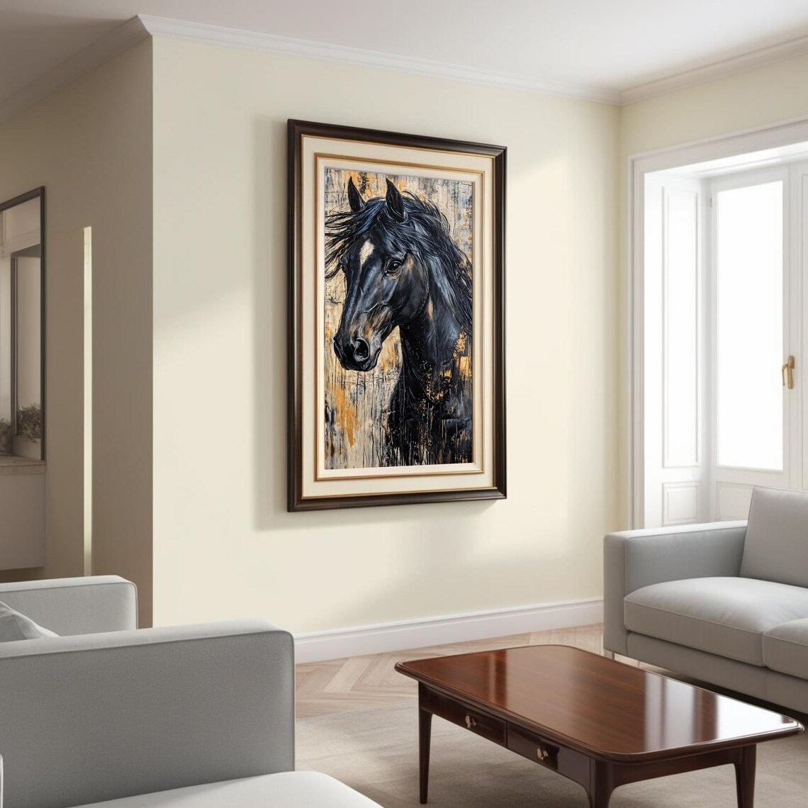 Wild Black Horse Painting, Modern Abstract Equine Art - Image 5