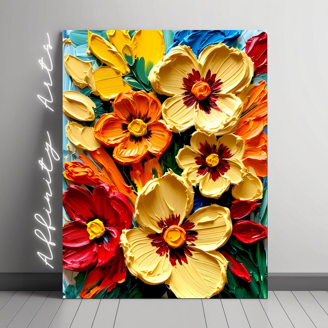 Impasto Floral Painting, Bold Botanical Art Print