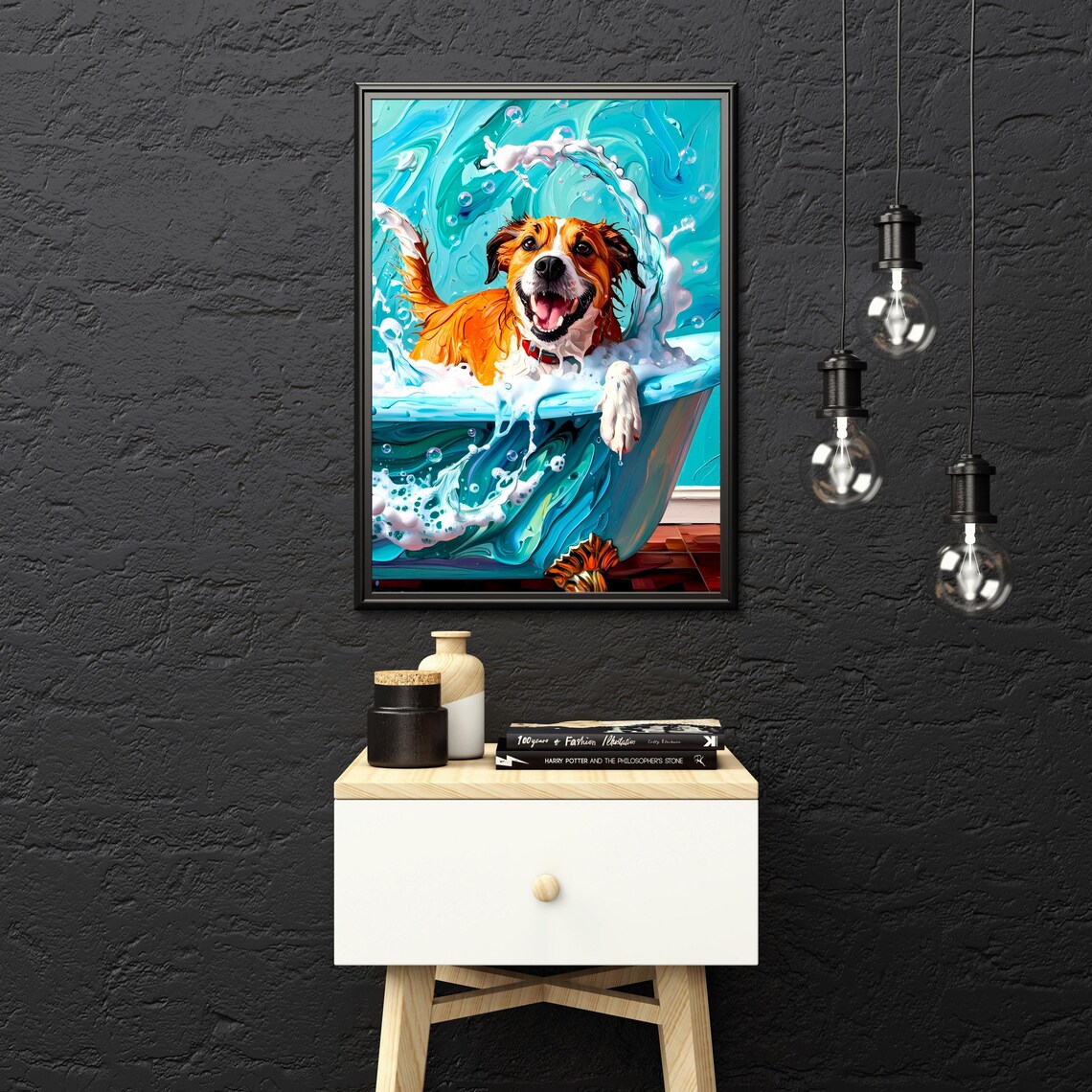 Dog Bath Art Print, Playful Pet Bathroom Decor - Image 4