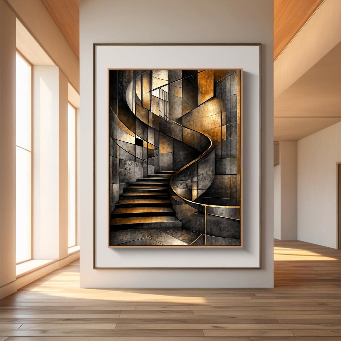 Abstract Geometric Staircase, Modern Industrial Art Print - Image 4