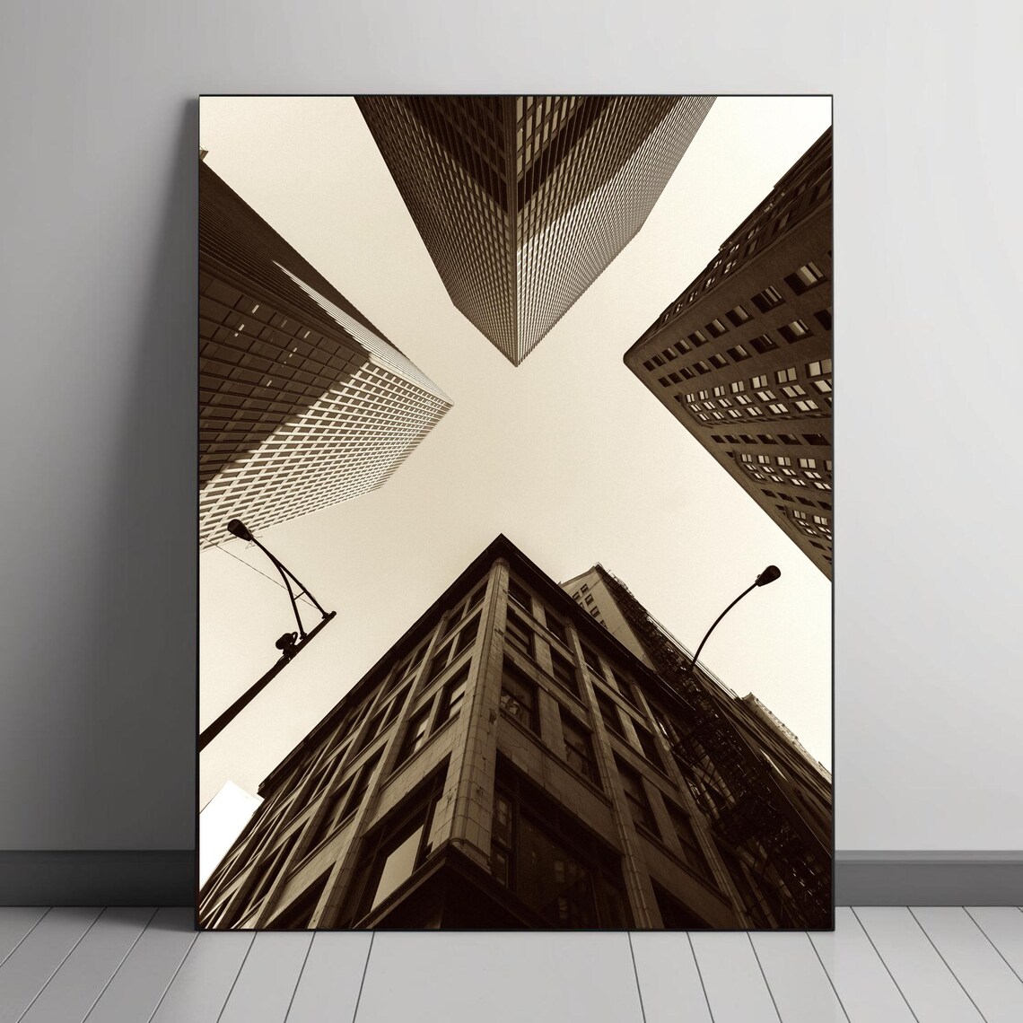 Urban Skyscraper Perspective, Modern Cityscape Art Print