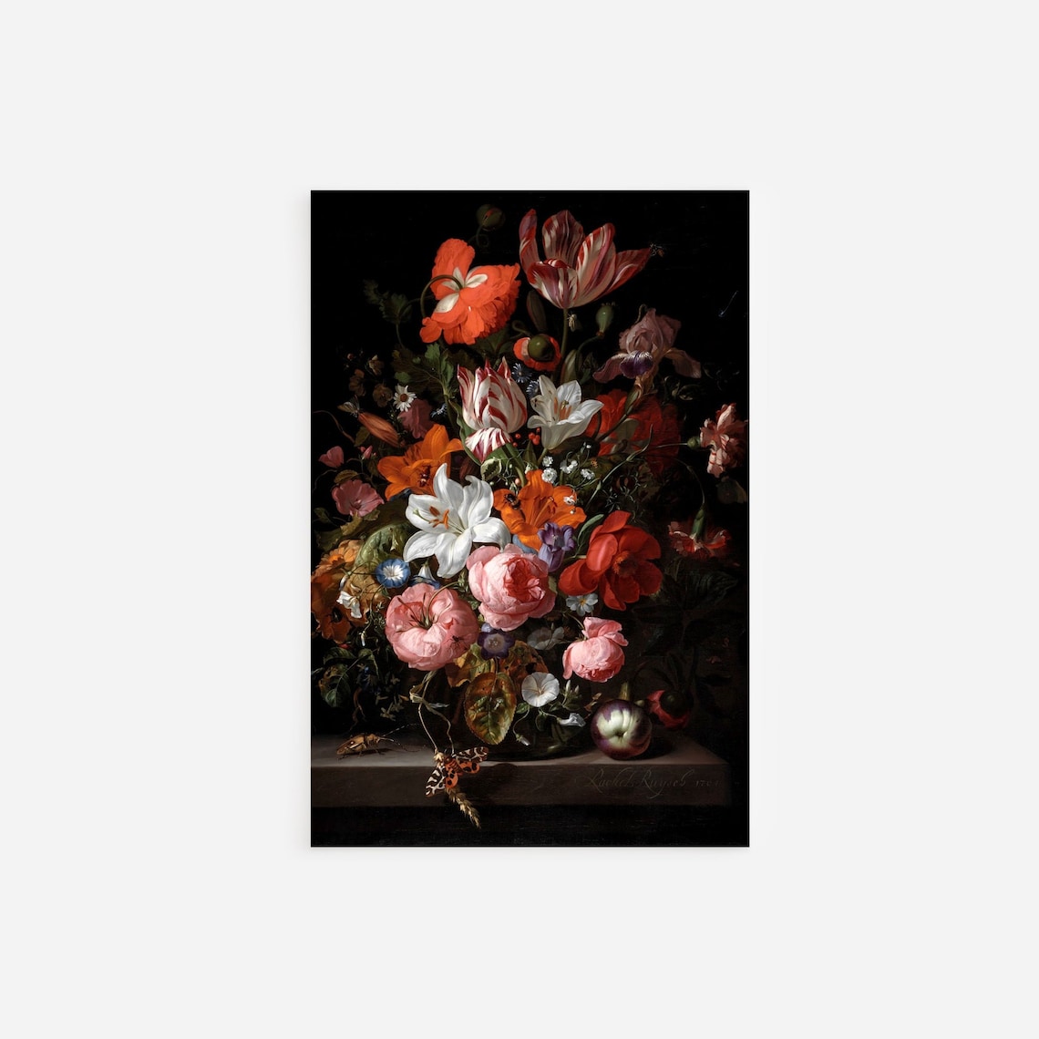 Rachel Ruysch Flowers In Glass Vase, Art Print